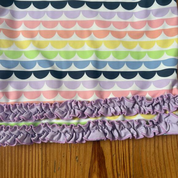 Ruffle Butts colorful scalloped short sleeve ruffle bottom rash guard SIZE 3T - Picture 2 of 4